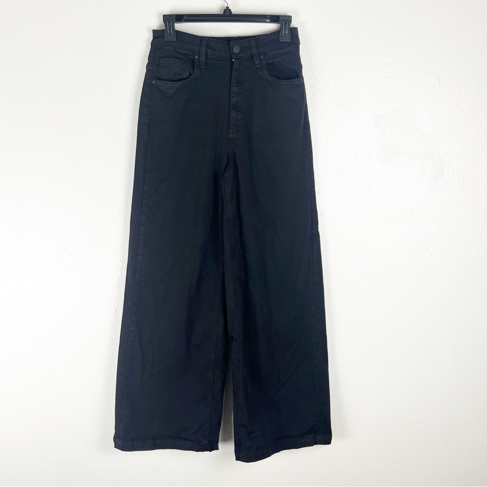 HUDSON James Black Beauty Coated High Rise Flare Leg Jeans 27 Casual Minimalist